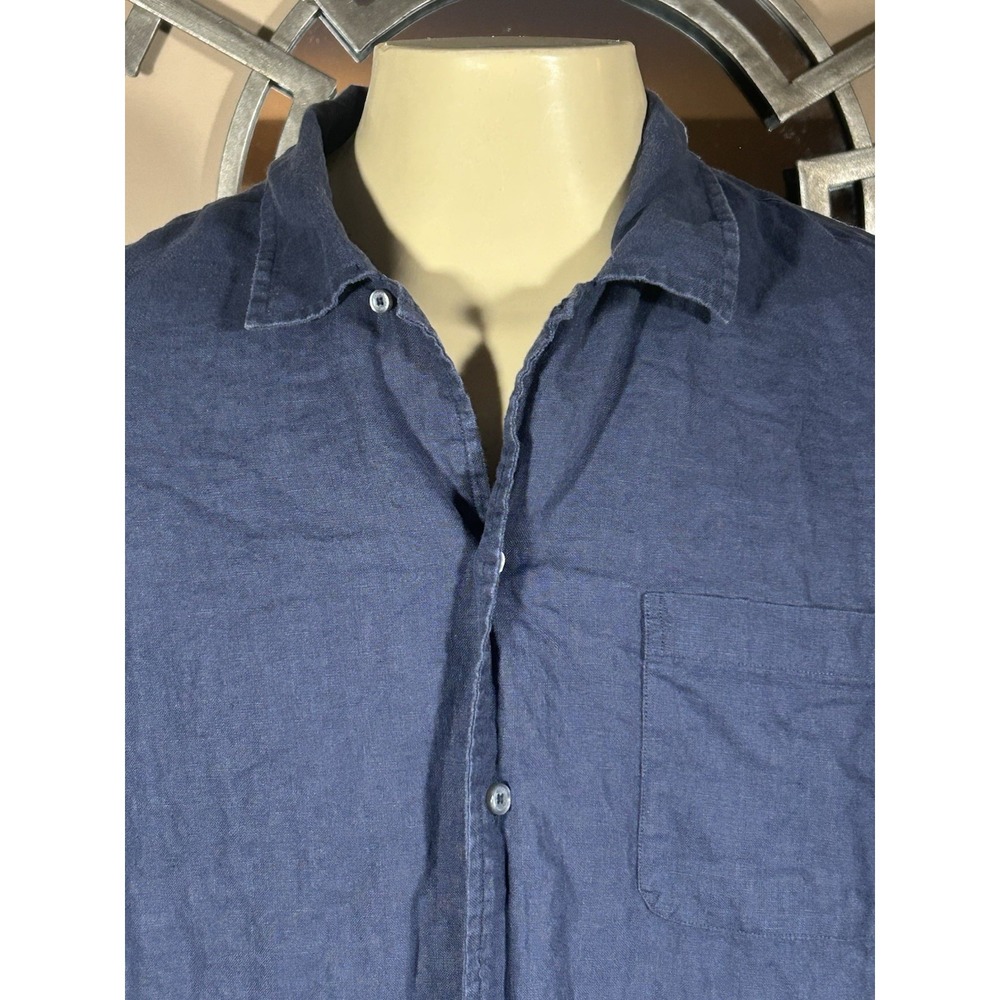 Brooks Brothers Regular, Irish Linen Camp Collar Short-Sleeve Blue XL - Picture 2 of 11